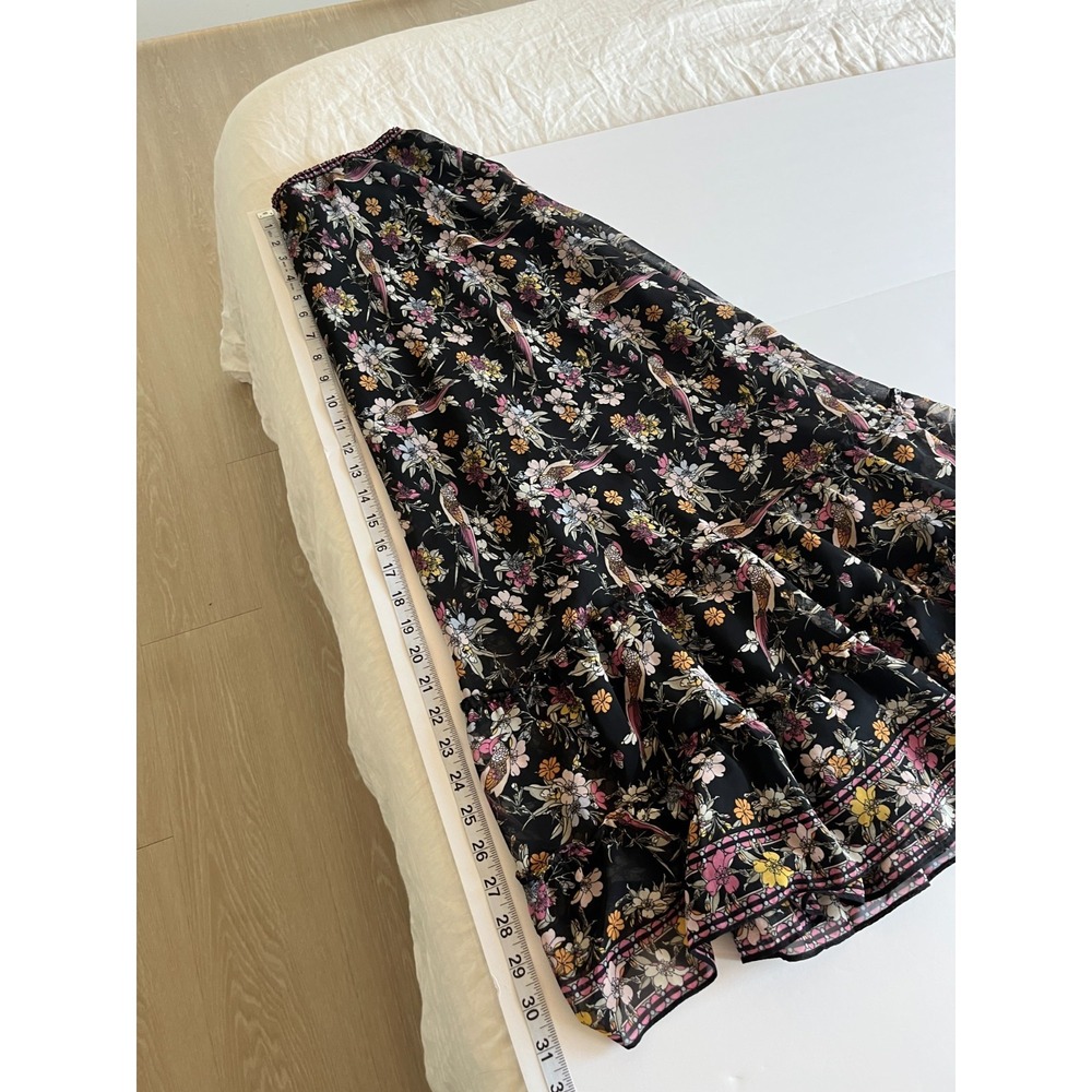 Max Studio Floral Birds Womens S Maxi Skirt Black Forest Fairy Cottage Boho - Picture 8 of 9